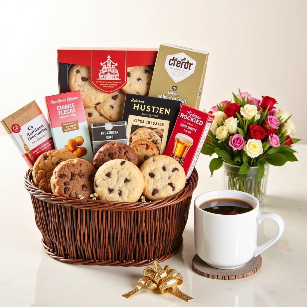 Gluten-Free Cookies in Gift Basket with Coffee