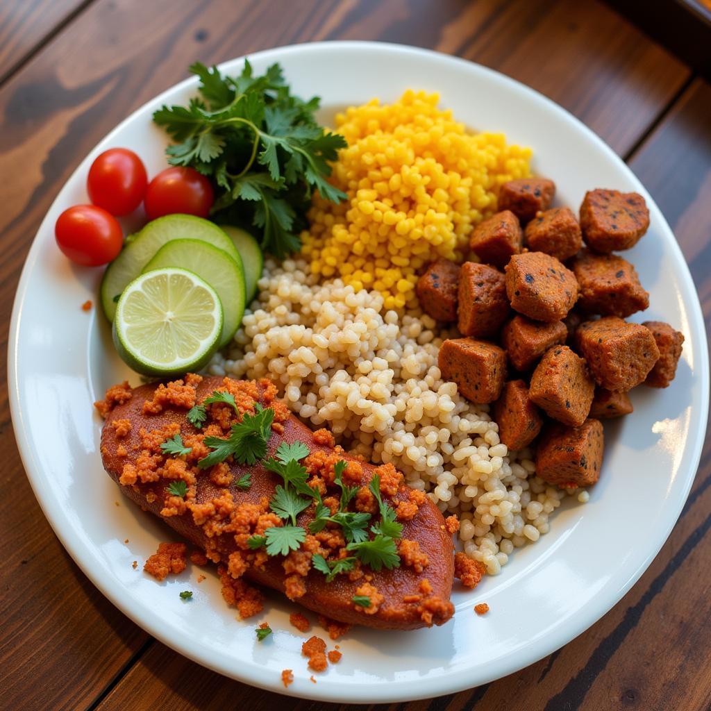 Colorful plate of fresh gluten-free Costa Rican cuisine