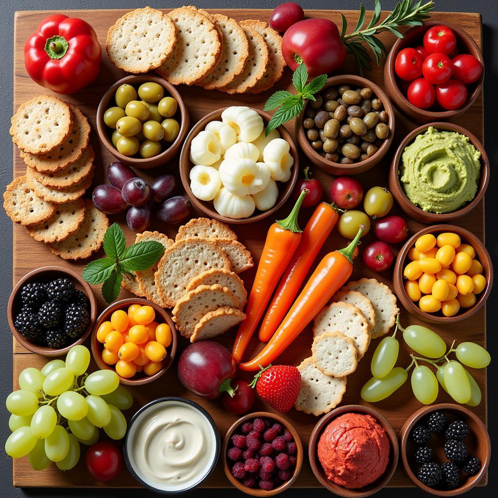 Colorful gluten-free dairy-free charcuterie board ingredients