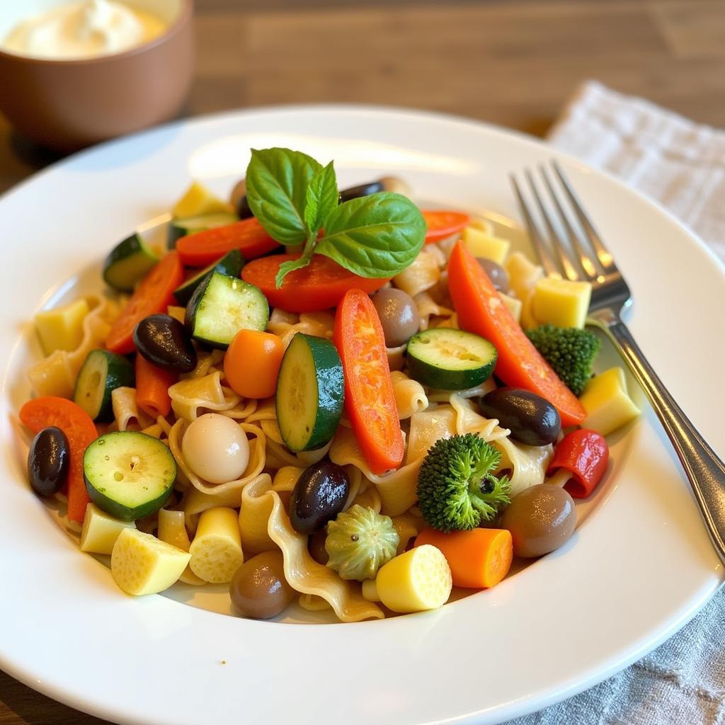 Gluten Free and Dairy Free Pasta Meal with Roasted Vegetables