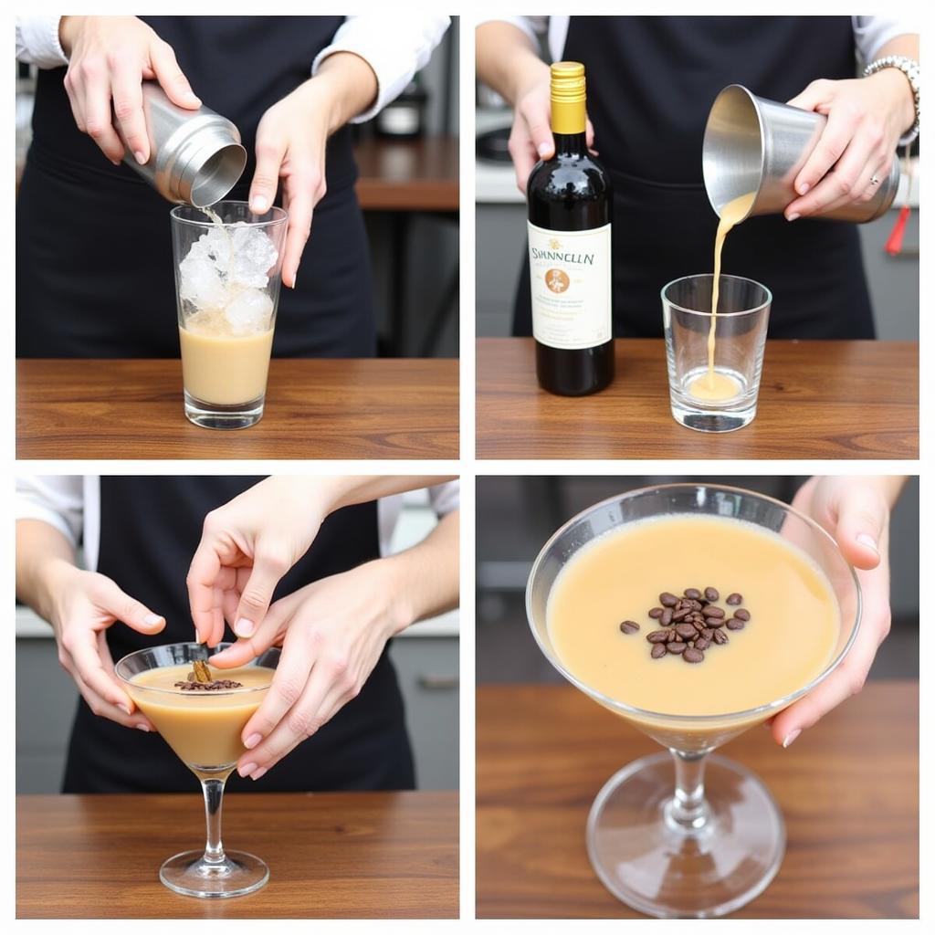 The process of making a gluten-free espresso martini.