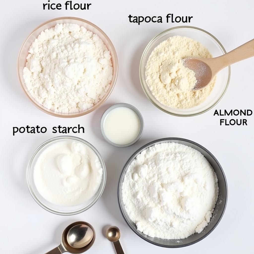 Various gluten-free flours for baking kaiser rolls