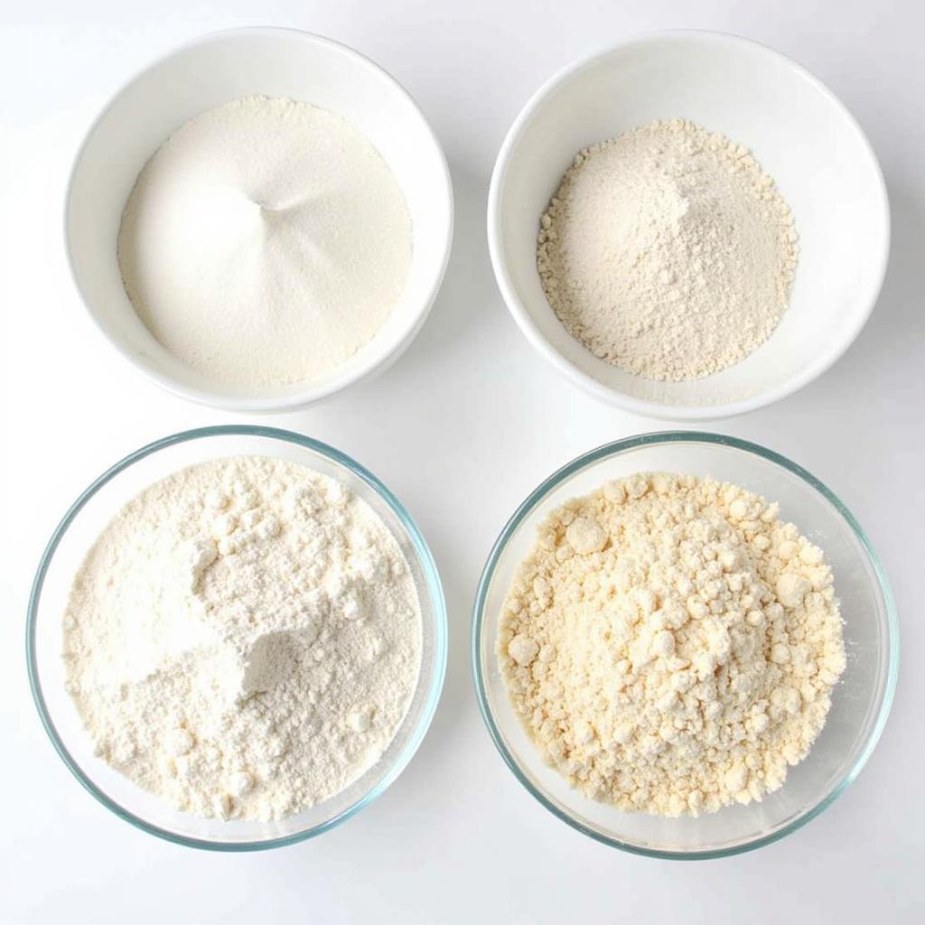 Various gluten-free flours in bowls