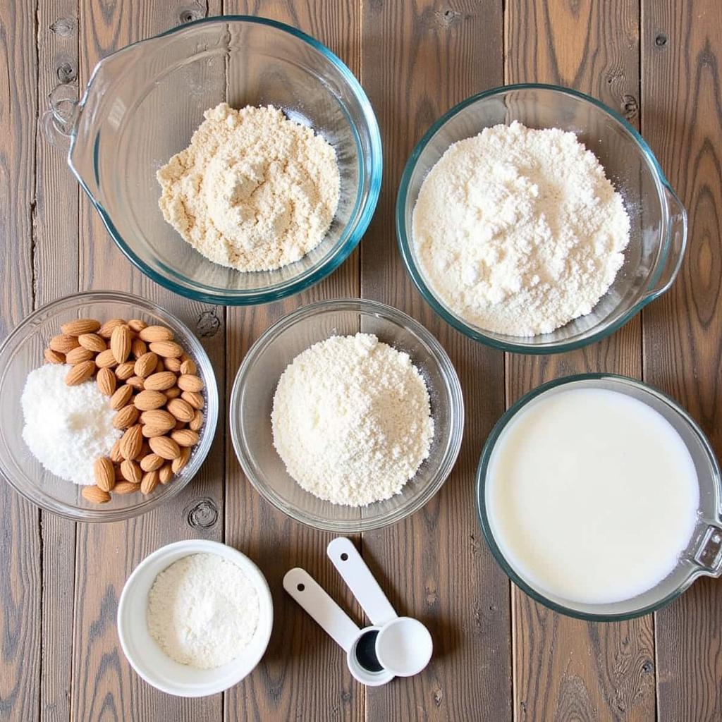 Gluten-free flour options on a wooden table