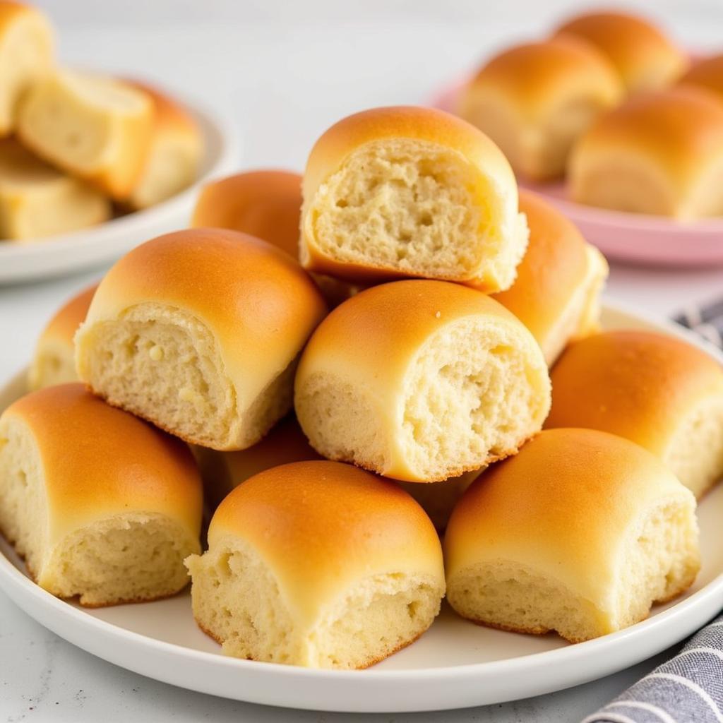 Plate of gluten free frozen dinner rolls