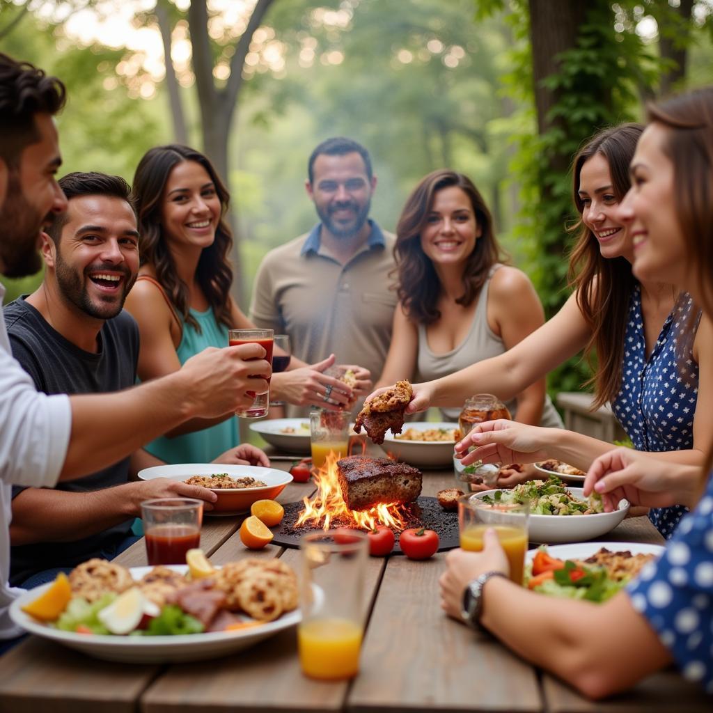 Friends and Family Enjoying Gluten Free Barbecue