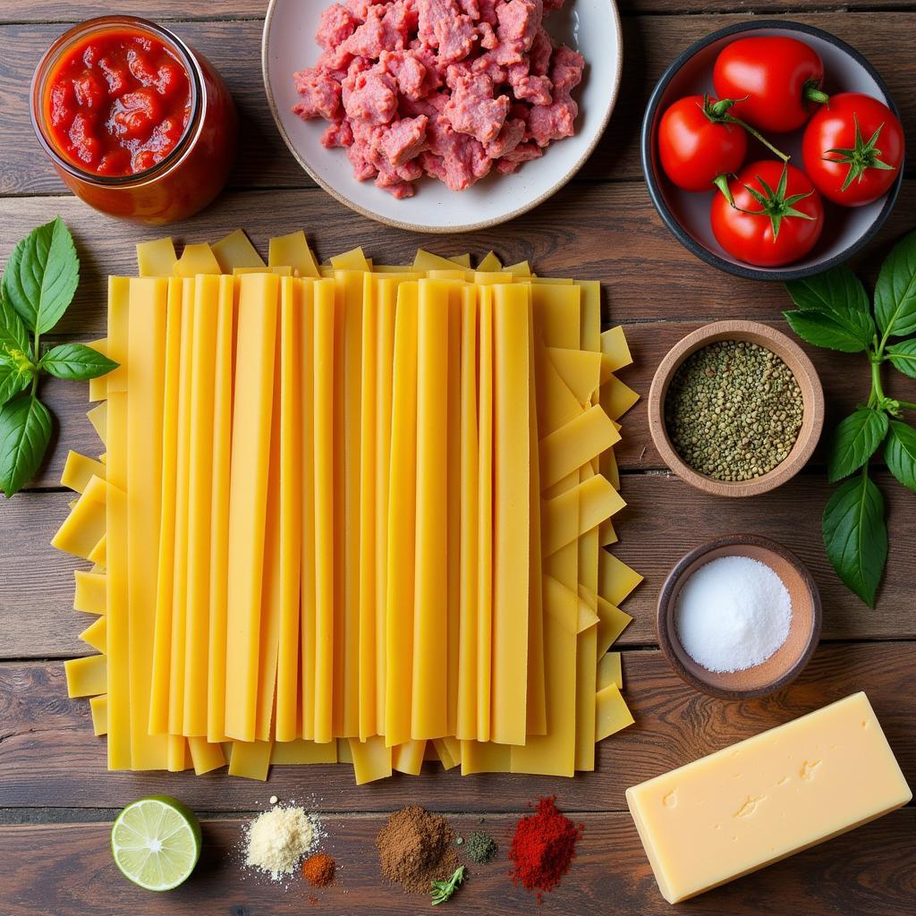 Ingredients for gluten-free lasagna