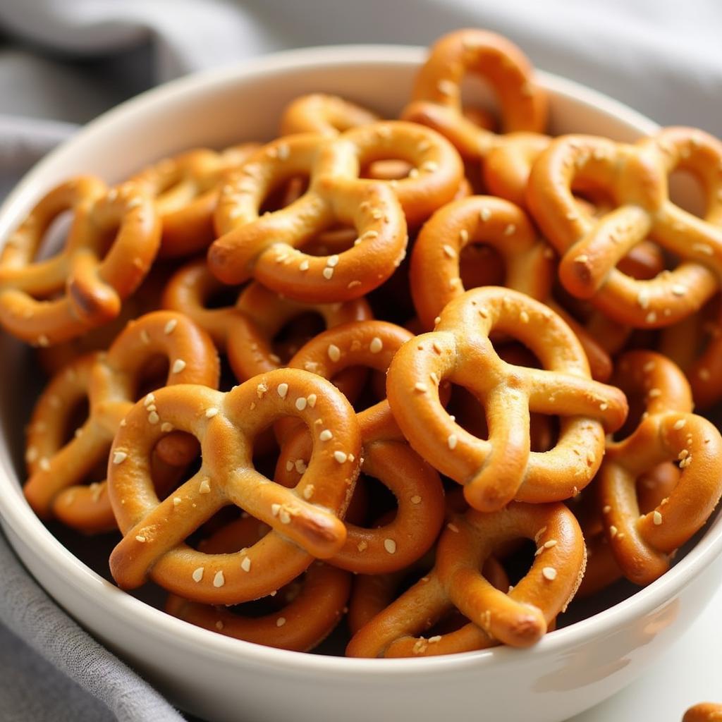 Bowl of gluten free mini pretzels