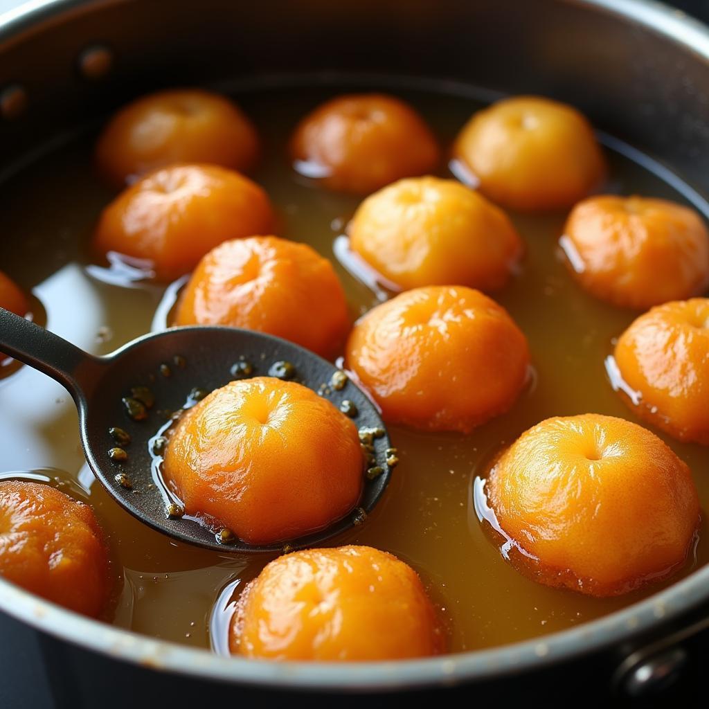 Gluten-free oliebollen frying in oil