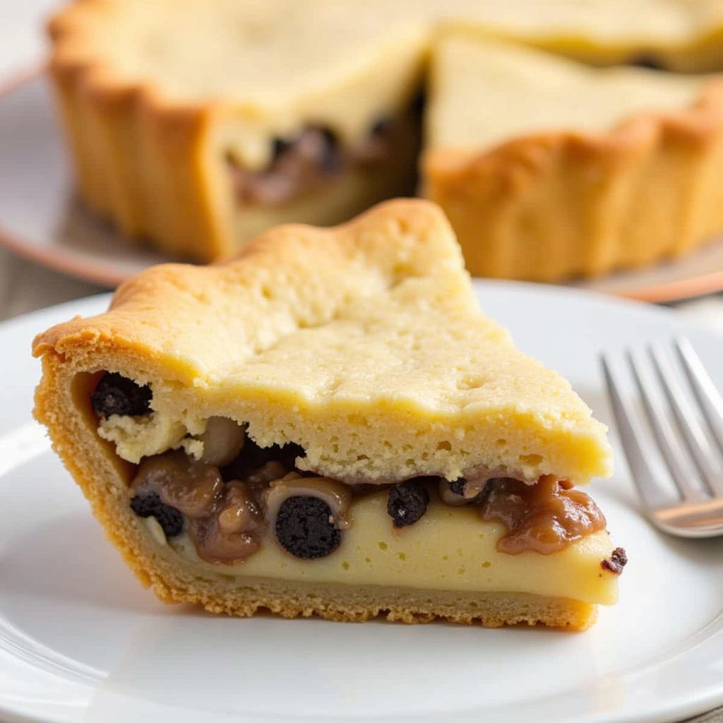 A slice of gluten-free oreo crust pie