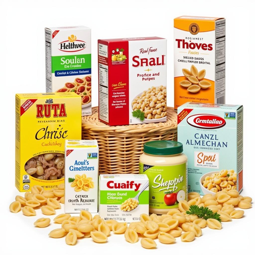 Various gluten-free pasta shells in different shapes and sizes.