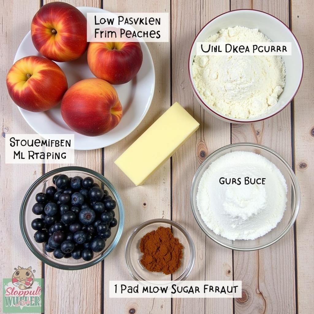 Ingredients for Gluten Free Peach Blueberry Cobbler