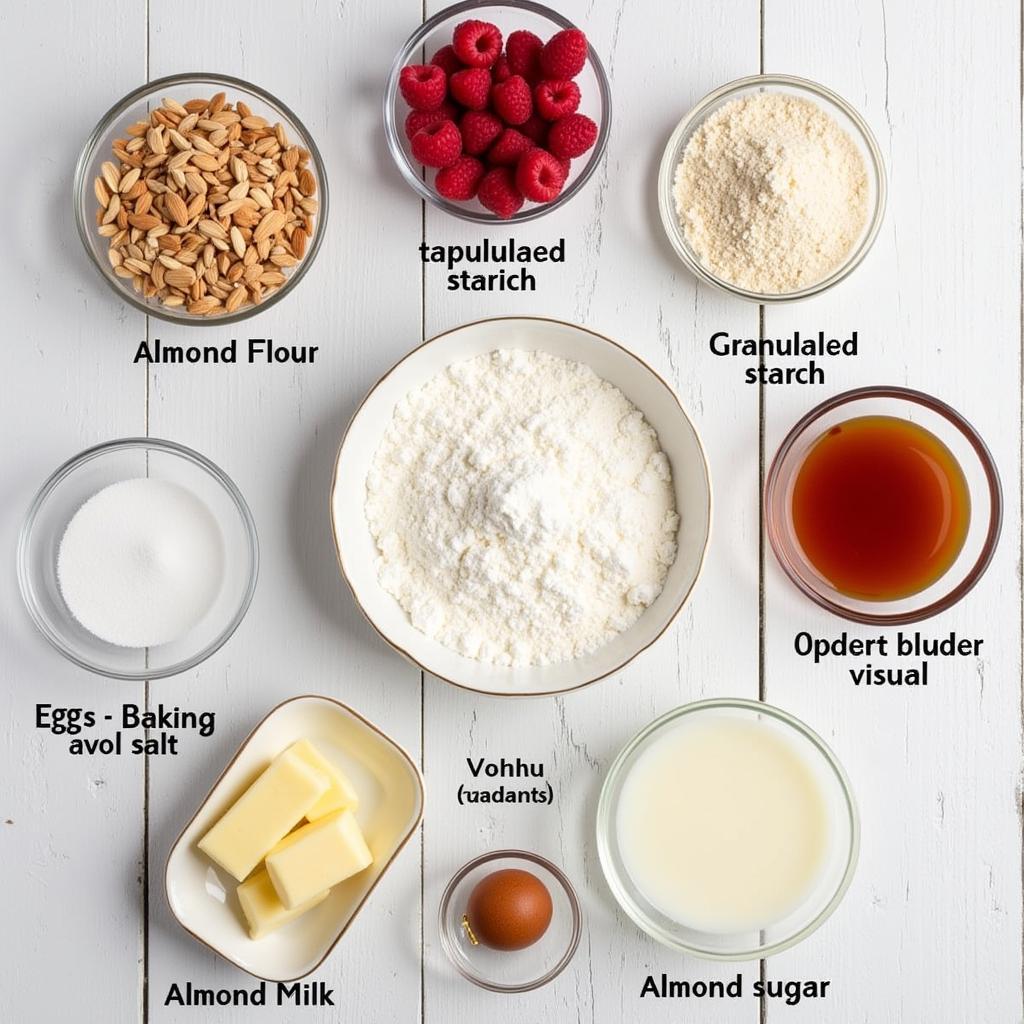 Gluten-free raspberry almond cake ingredients