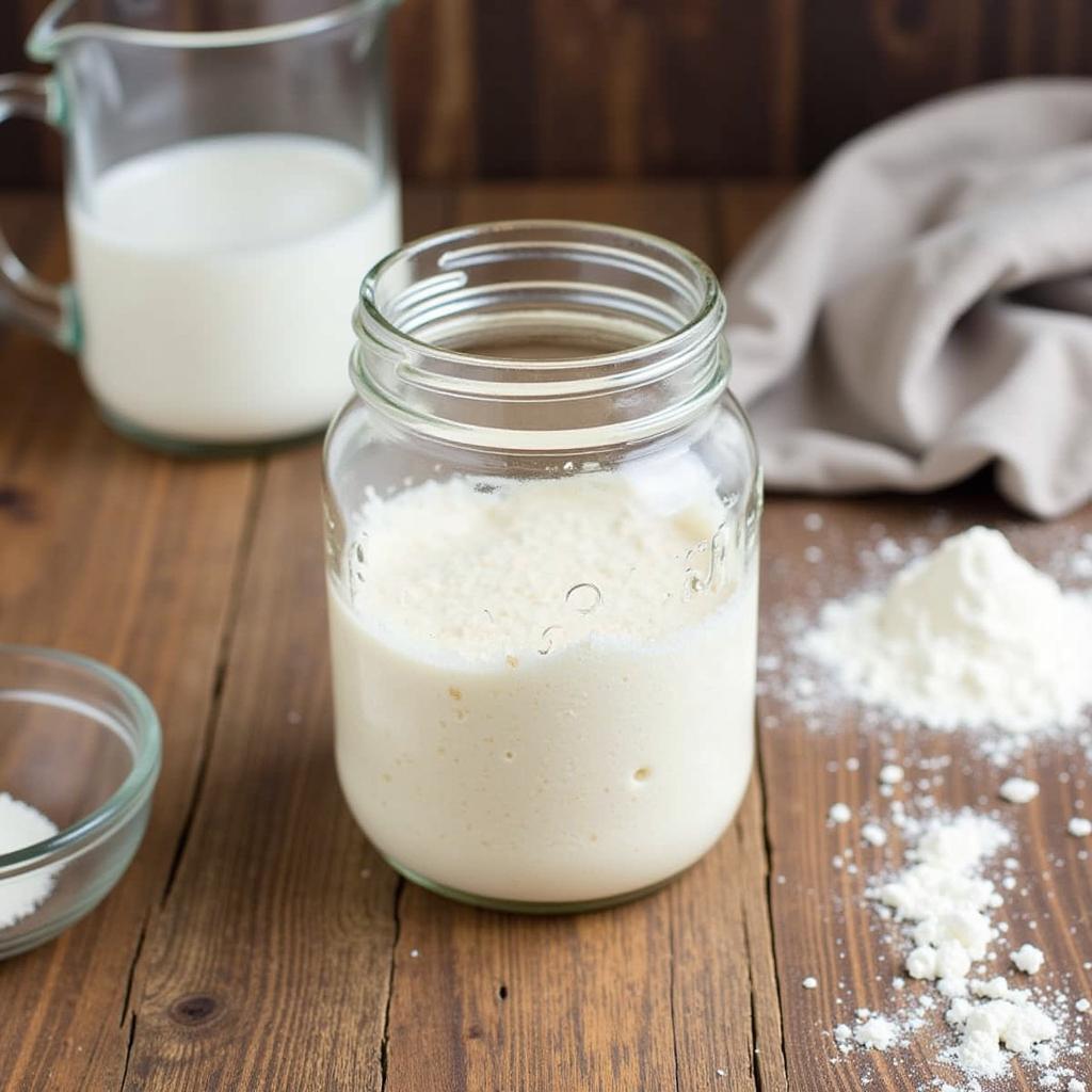 Gluten-free sourdough starter in a glass jar