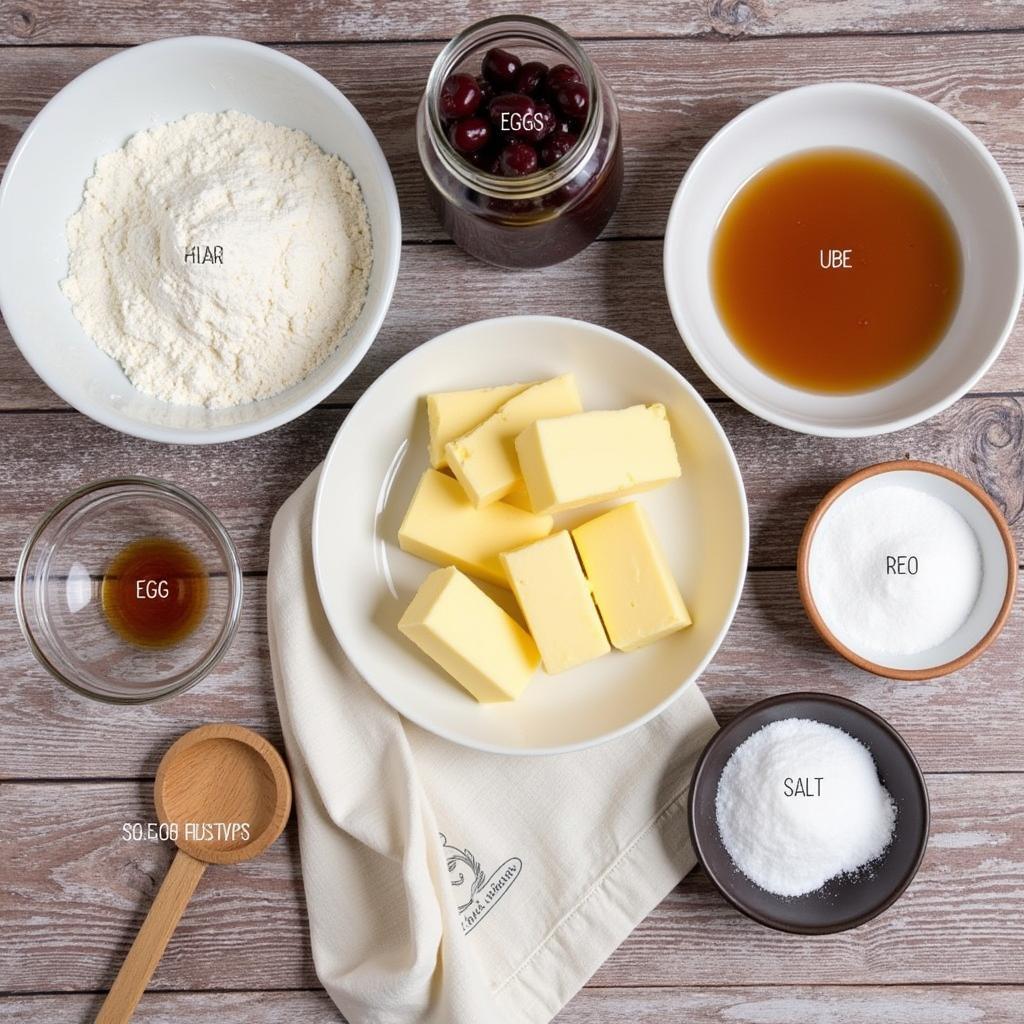 Gluten-free ube cookie ingredients laid out on a table