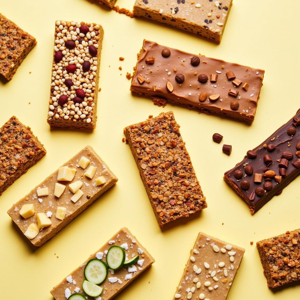 Assortment of gluten-free vegan protein bars