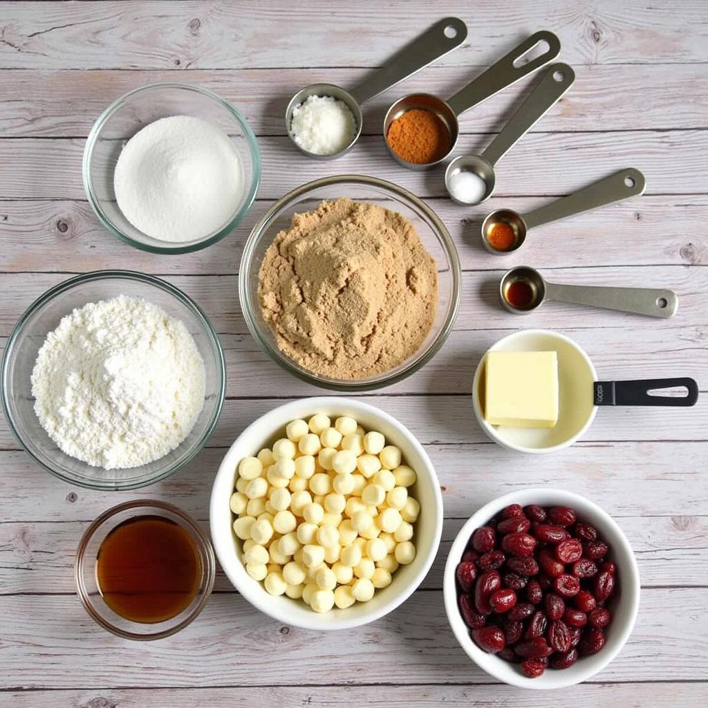 Gluten Free White Chocolate Cranberry Cookie Ingredients