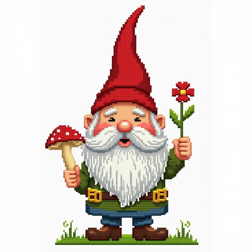 Beginner-friendly gnome cross stitch pattern