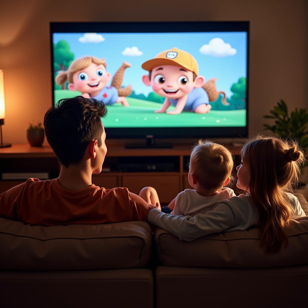 Family enjoying Gordo TV on their couch