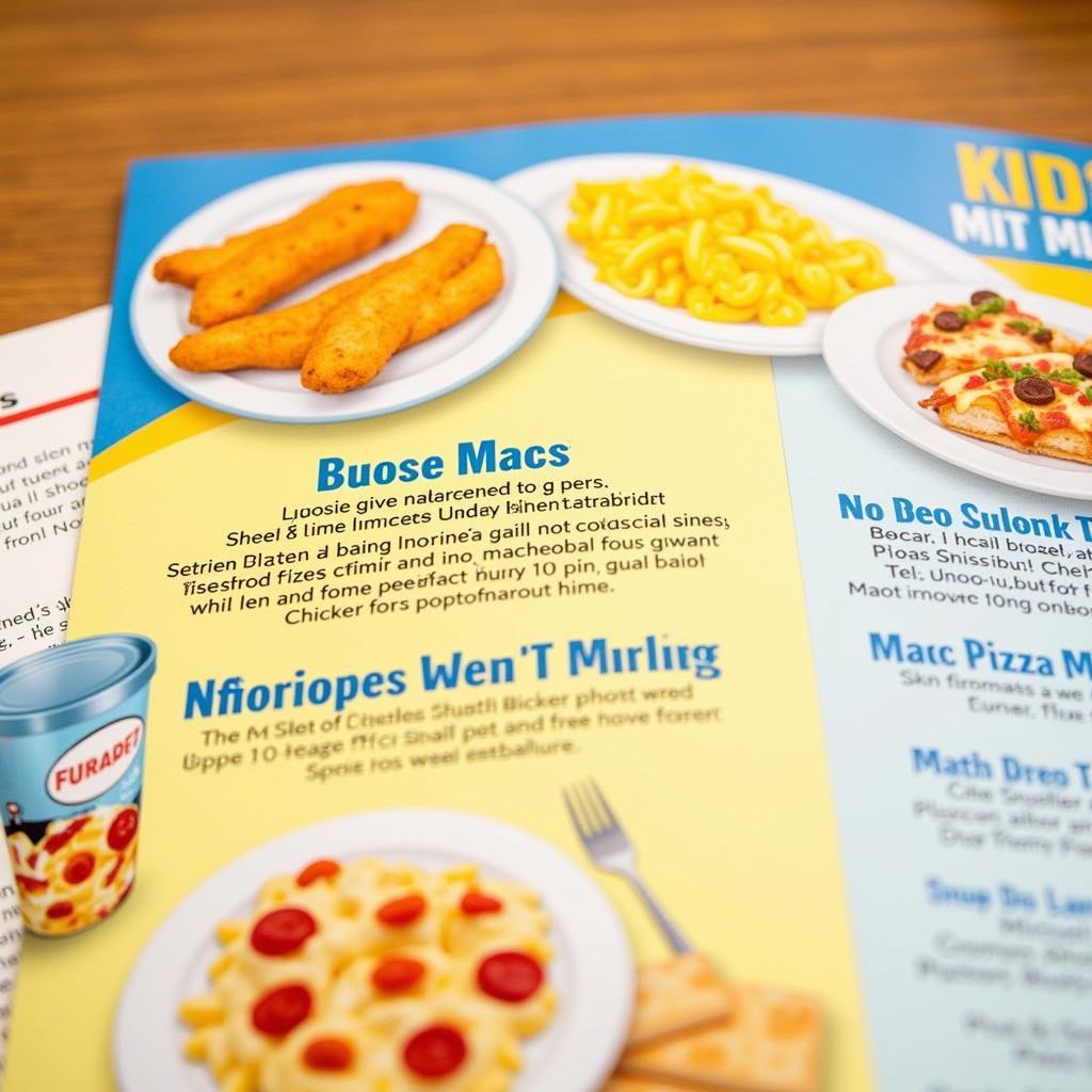 A colorful kid's menu at a restaurant in Grand Junction