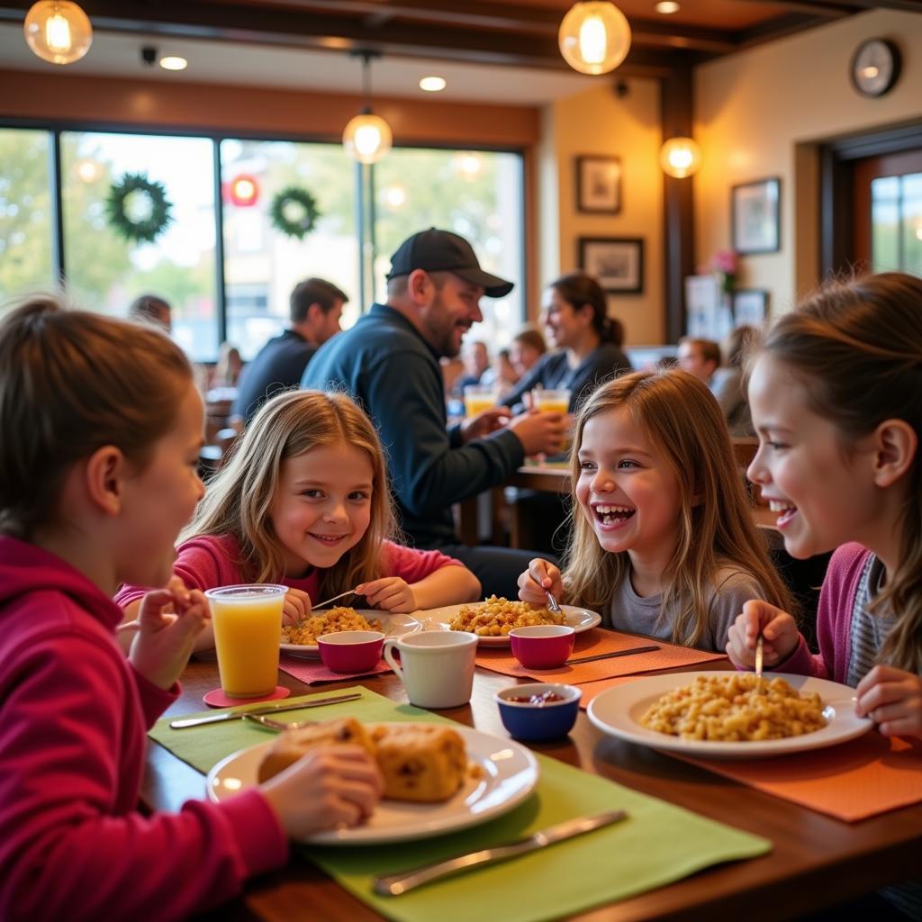 Family enjoying a meal at a restaurant in Grand Junction