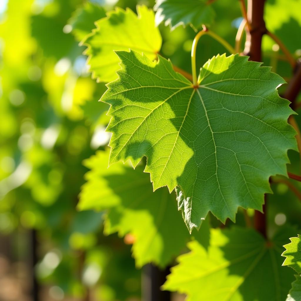 Fresh Grape Leaves on the Vine