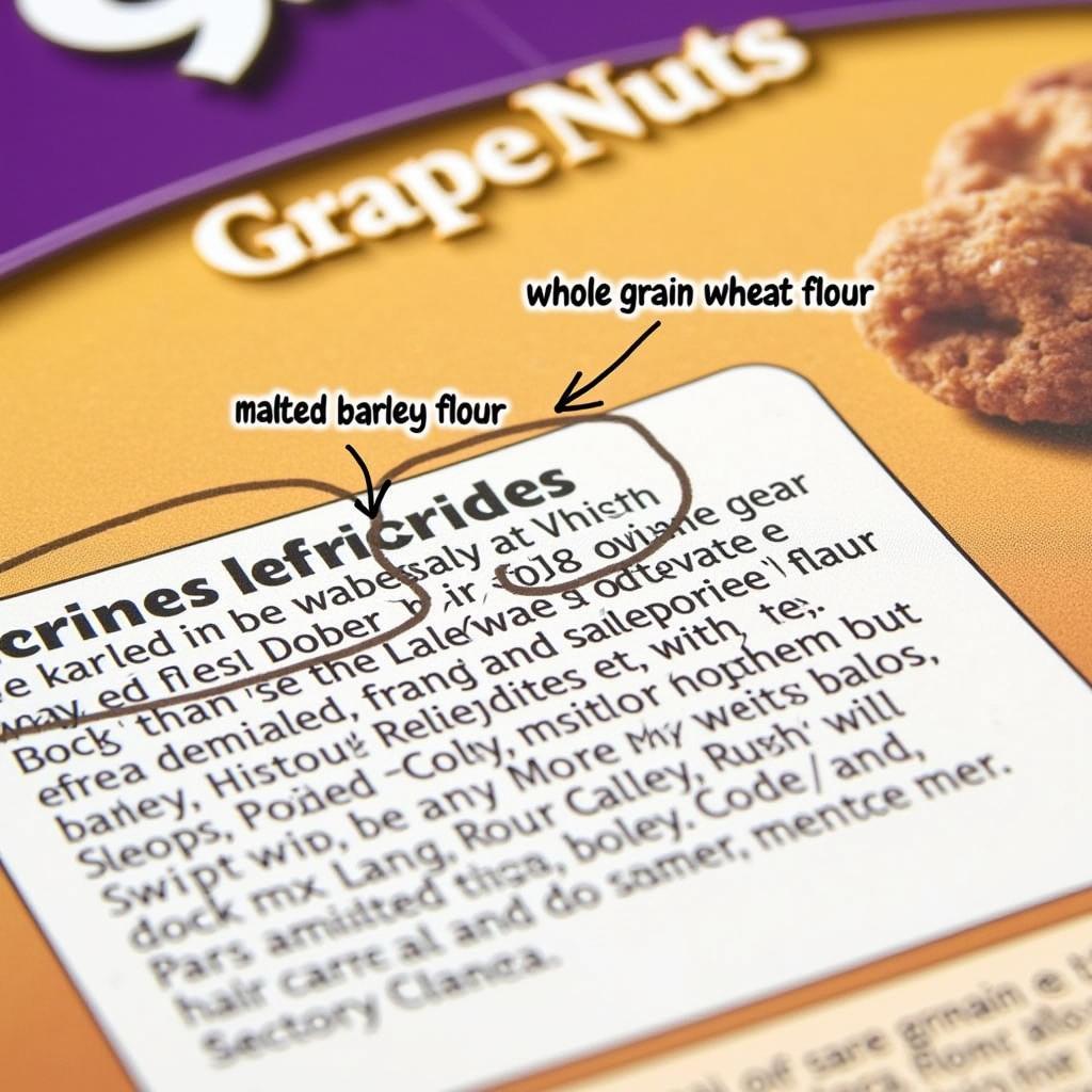 Grape Nuts Cereal Box Showing Ingredients