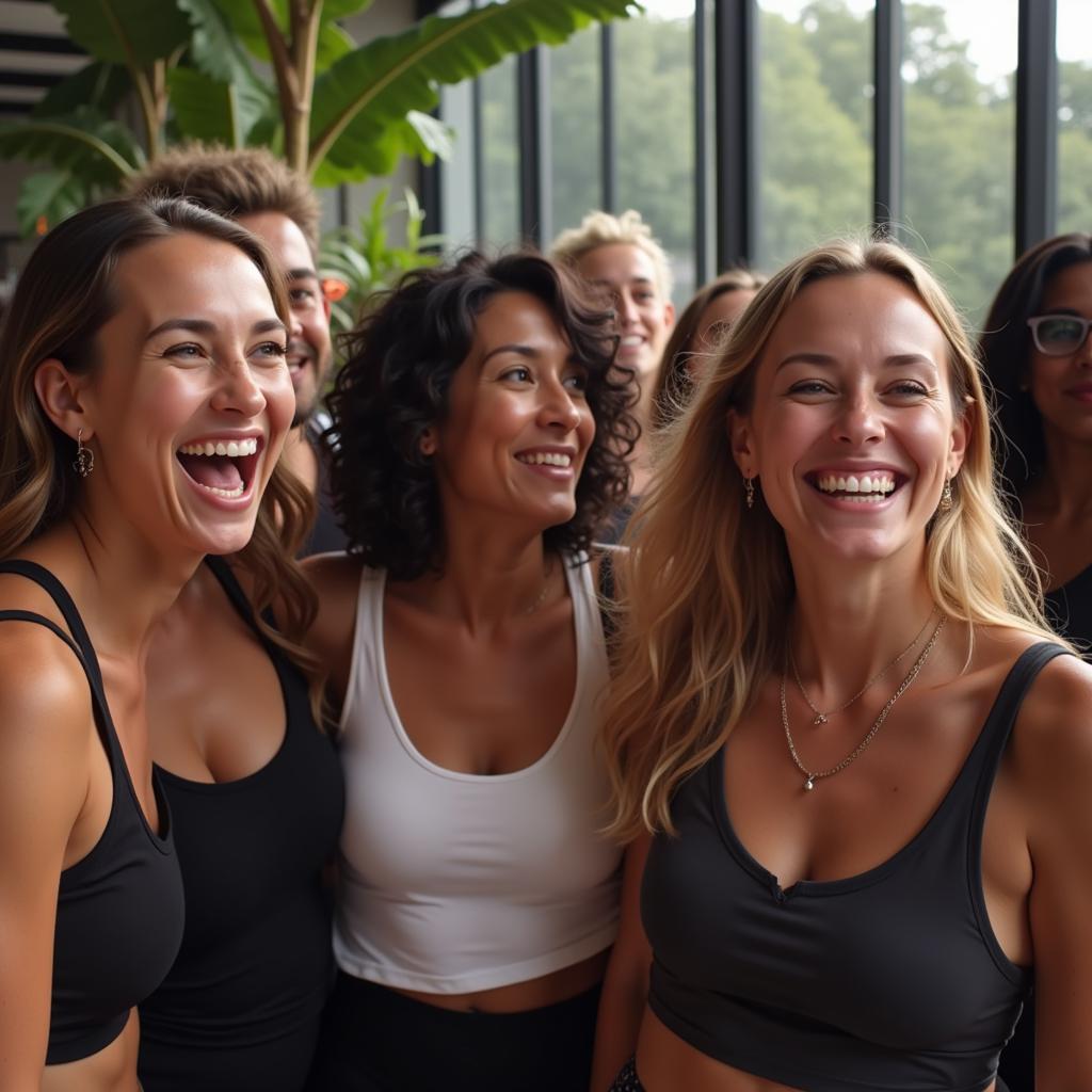 Group of Friends Celebrating After Free Fitness Class