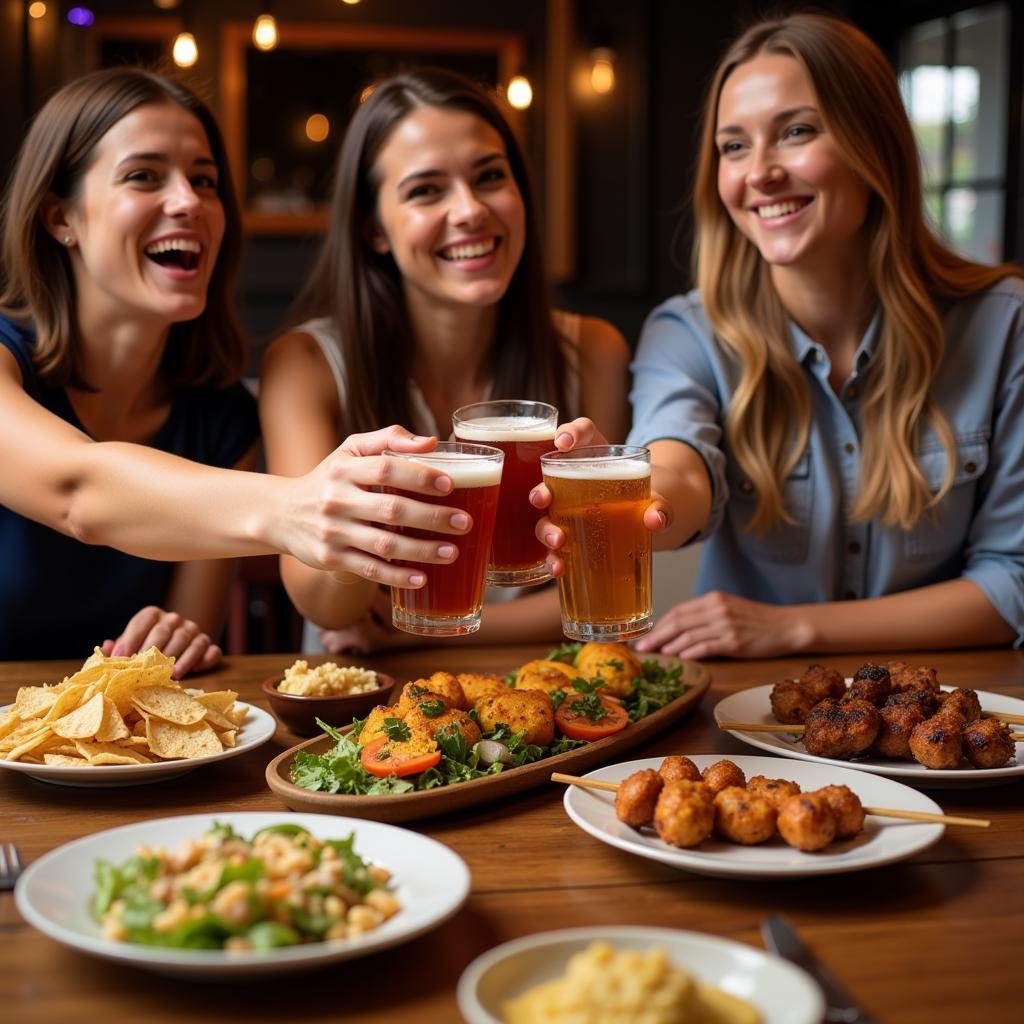 Friends Enjoying Gluten-Free Pub Food