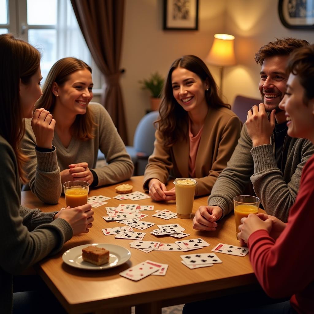 Friends Enjoying Hand and Foot Game Night