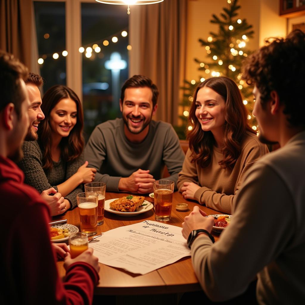 Group playing Thanksgiving trivia