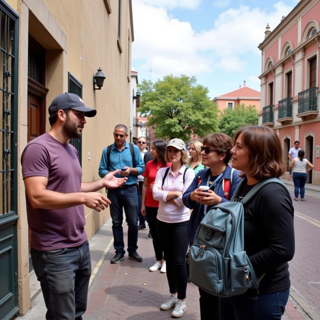 Tour guide explaining the history of Guanajuato