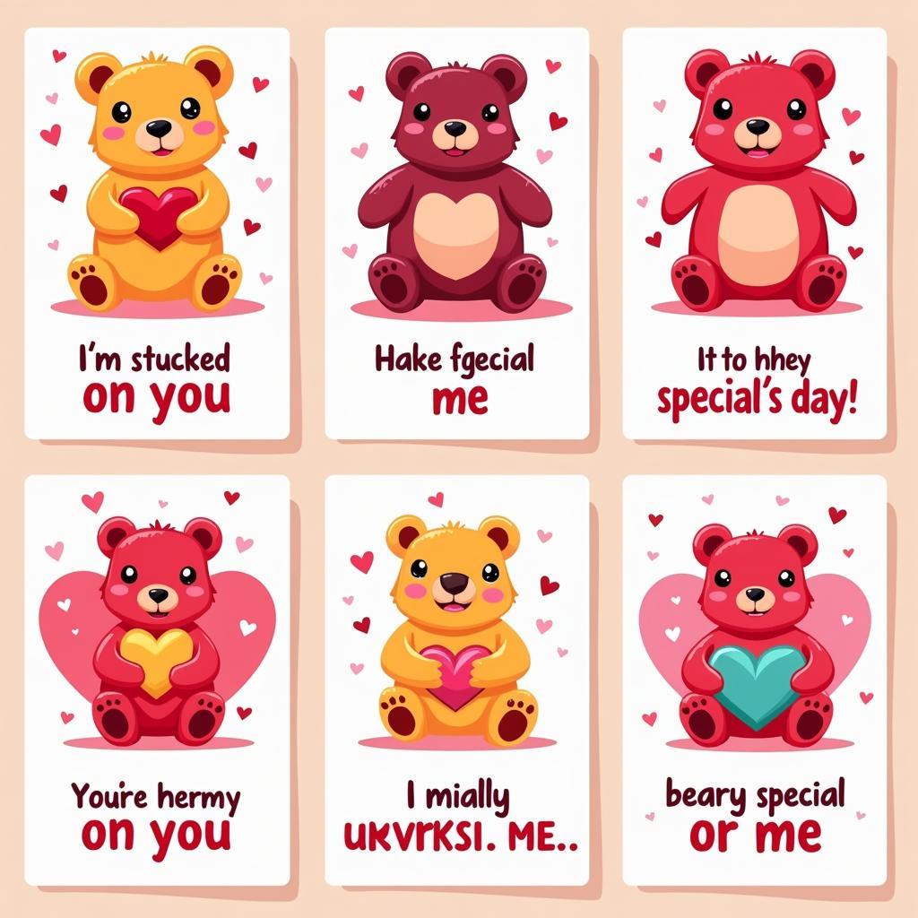 Colorful Gummy Bear Valentine's Day Cards