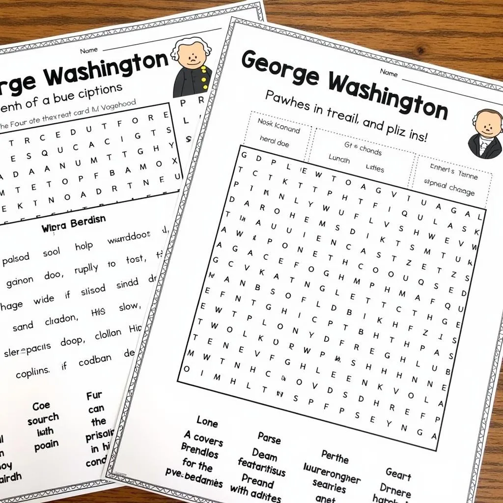 George Washington Word Search and Crossword Puzzles