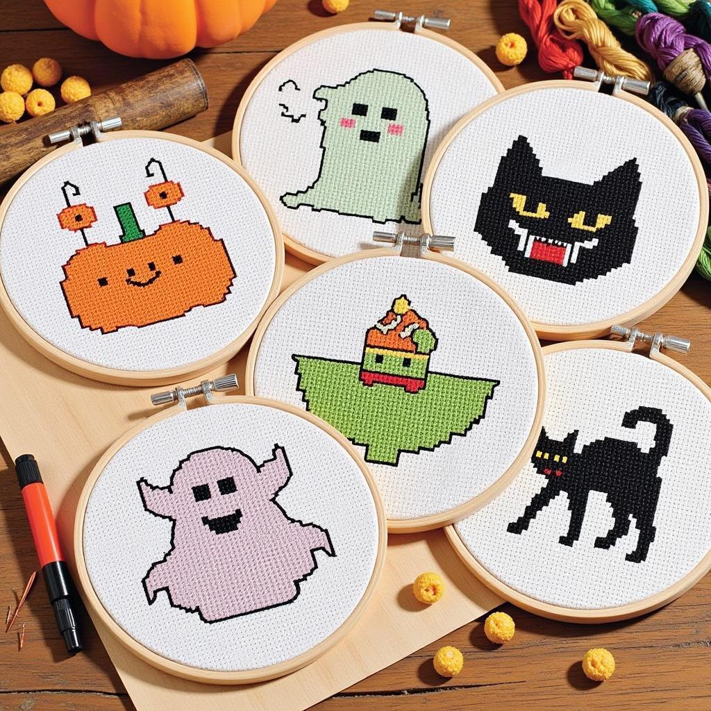 Assortment of Halloween Cross Stitch Patterns