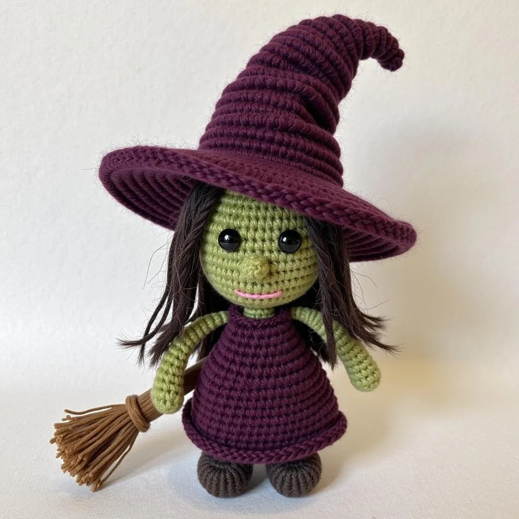 Witch Amigurumi Crochet Pattern with Broomstick