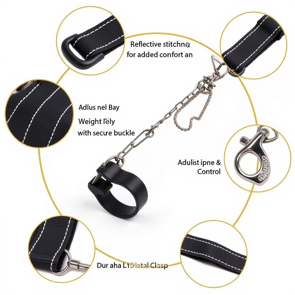 Closeup of hands free biothane leash features