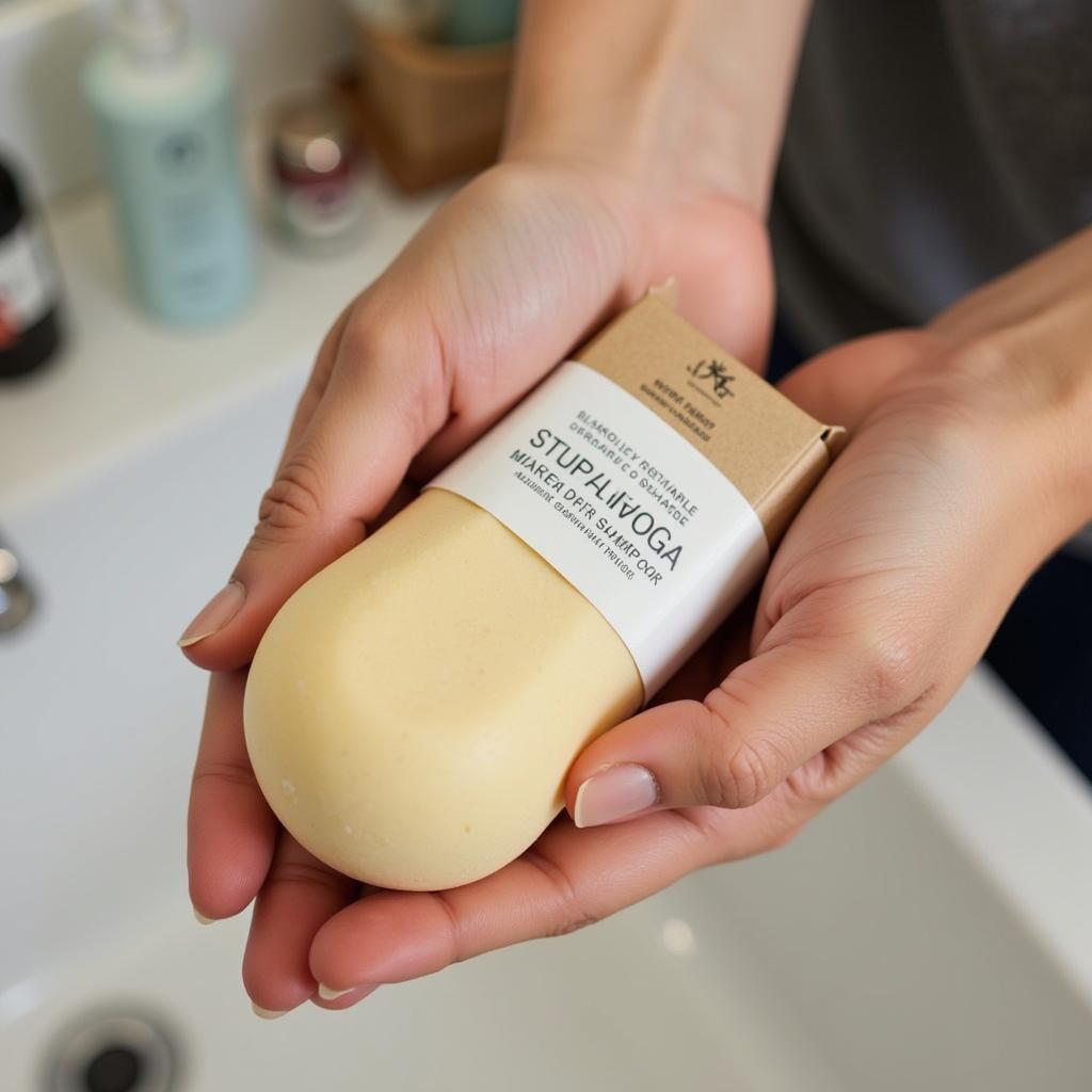 Hands Holding a Plastic-Free Shampoo Bar