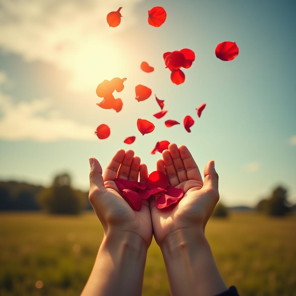 Releasing rose petals