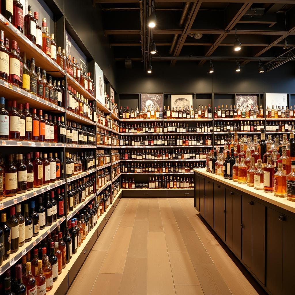 Wide array of whisky bottles on display at Haneda Duty Free