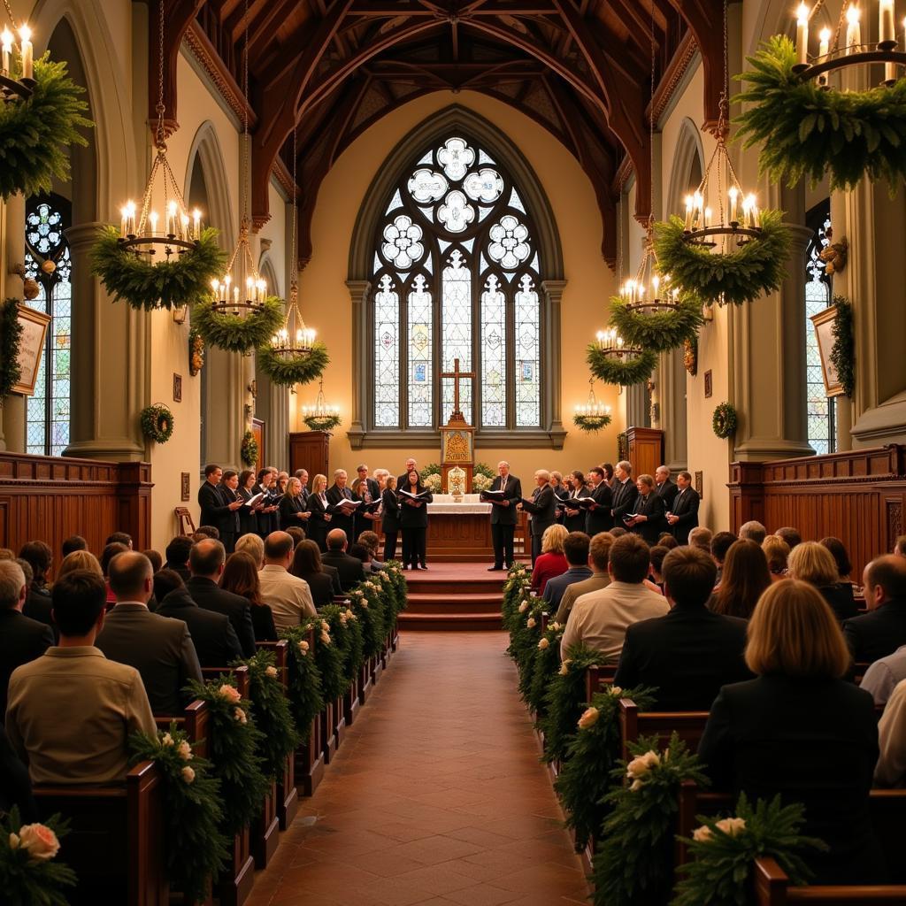 Hanging of the Greens Ceremony in a Church