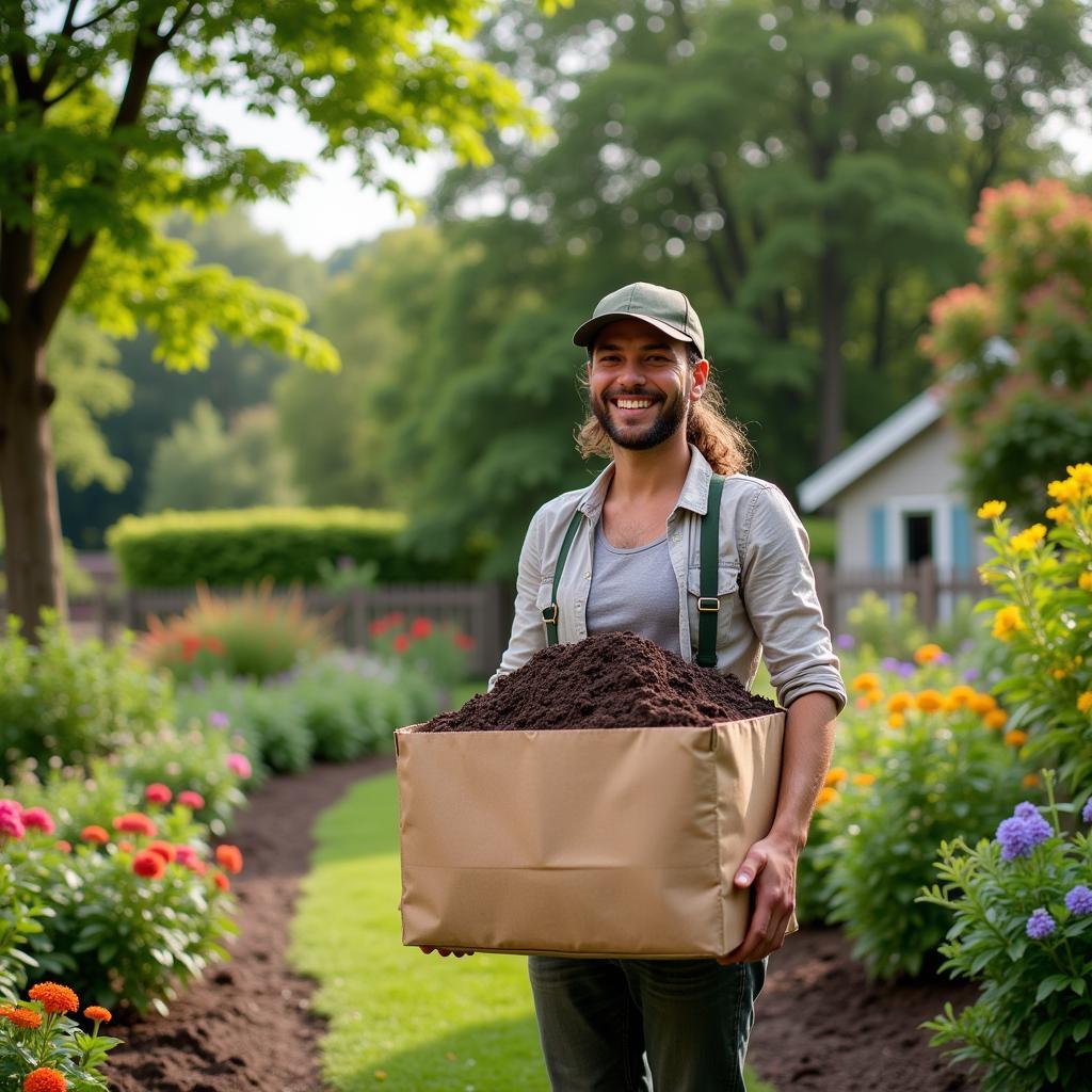 Happy Gardener Receiving Dirt