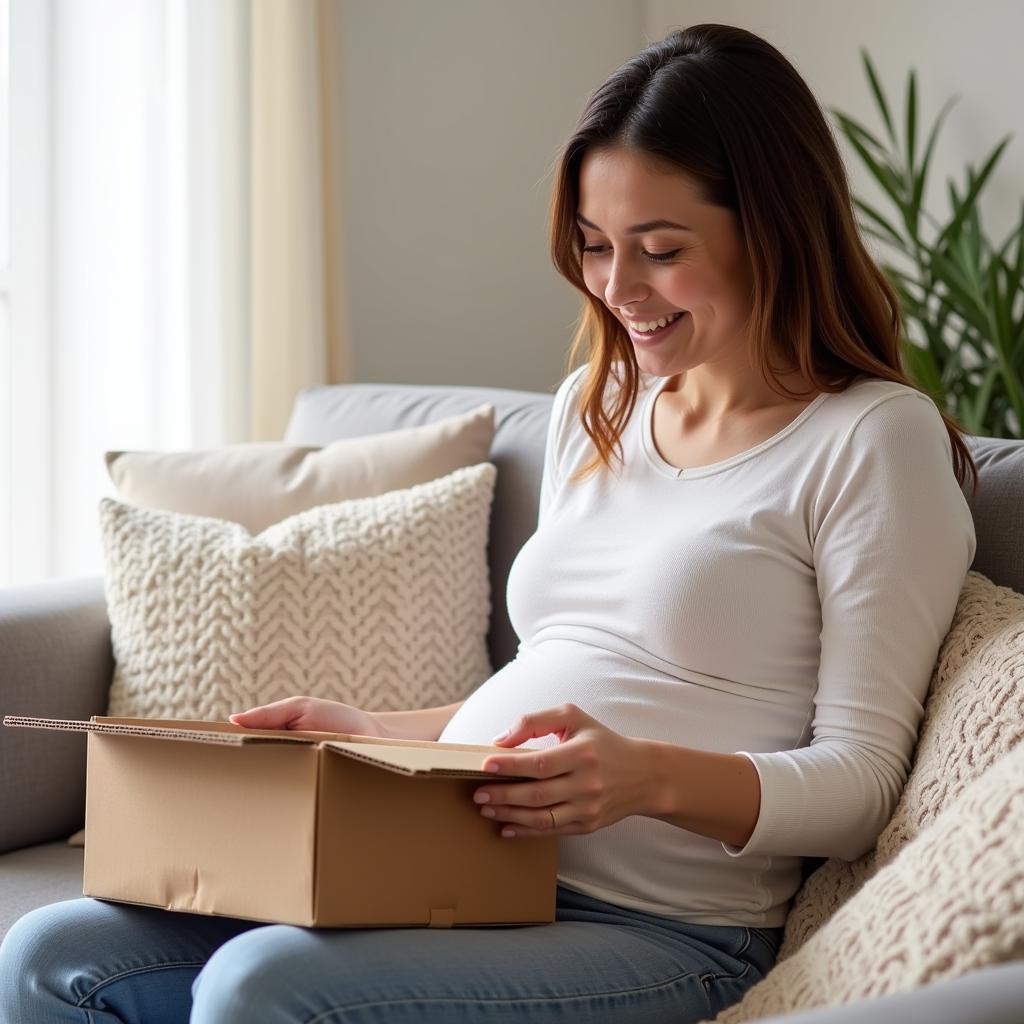 Mom Excitedly Opening New Mom Box