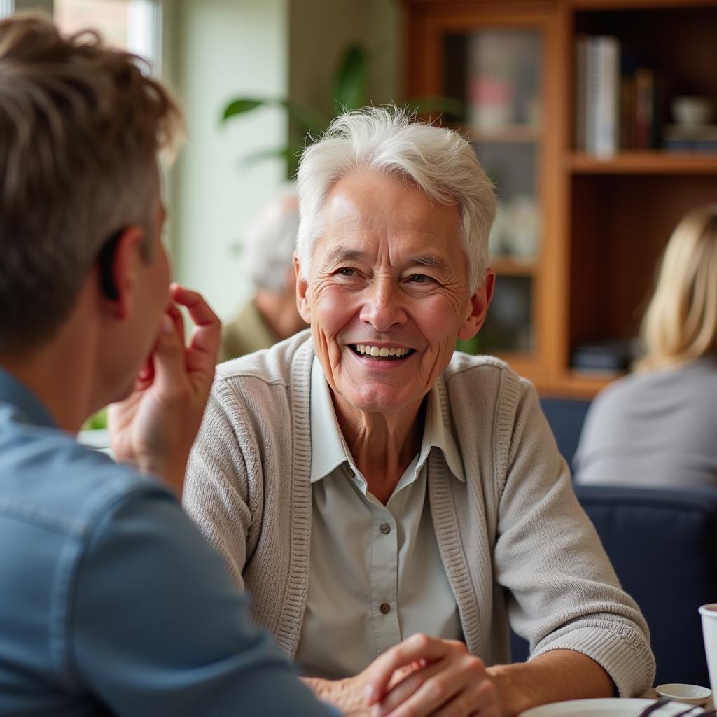 Senior citizen enjoying life with hearing aids