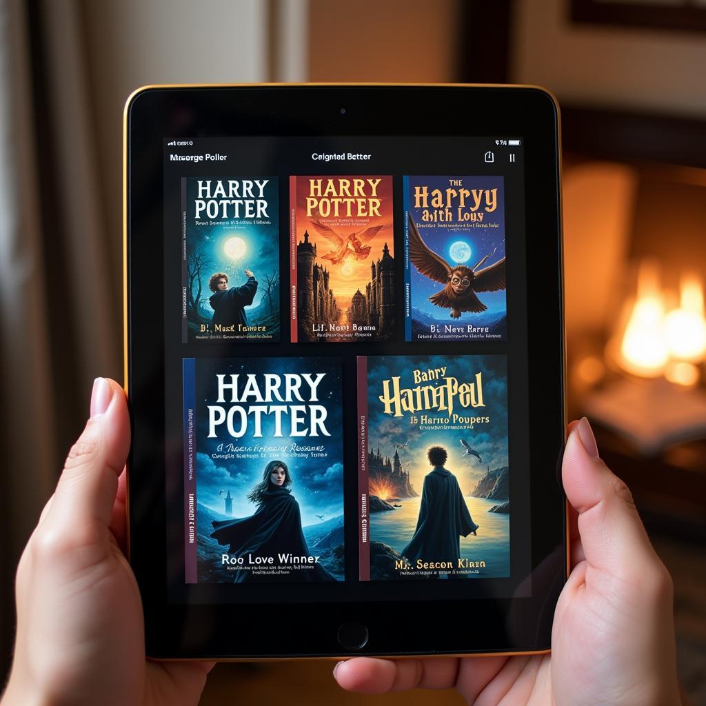 Harry Potter books displayed on a digital device