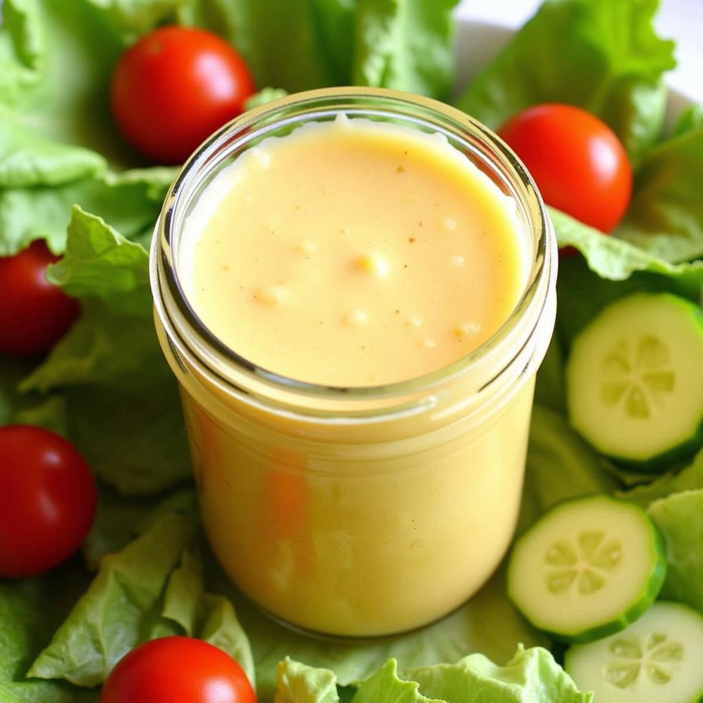 Homemade gluten-free Catalina dressing in a jar