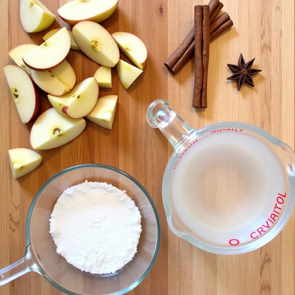 Ingredients for homemade sugar free apple syrup