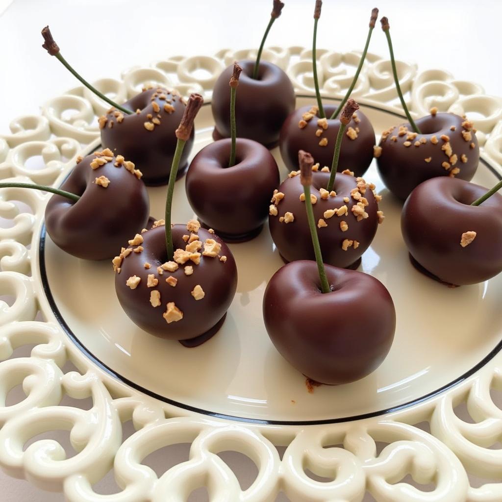 Plate of homemade sugar free chocolate cherries