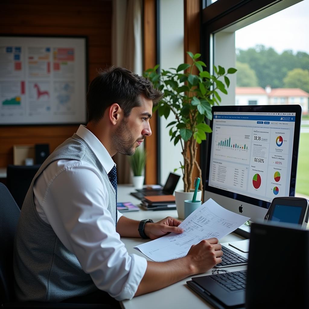 Horse Racing Expert Analyzing Data