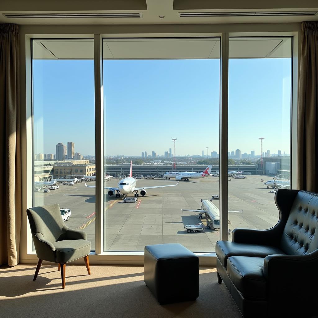 Hotel room with airport view